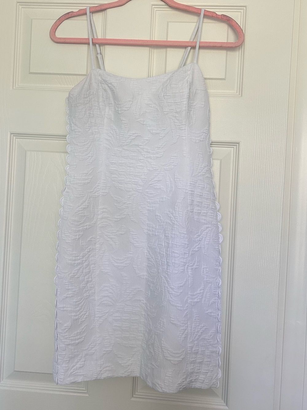 Lilly Pulitzer White Textured Mini Dress with Scalloped Sides